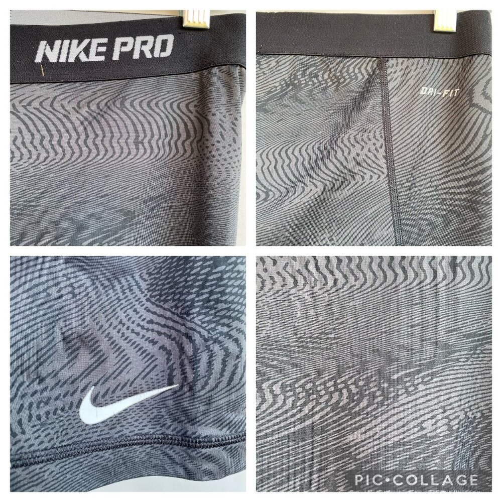 Nike Pro Dri Fit Capri Fitted Leggings Womens Size Medium Pants Black Printed At - Picture 3 of 7